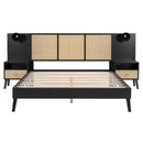 Bed Frame With 2 Nightstands Elegant Design With Lamps
