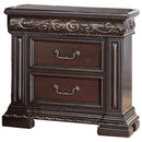 2 Drawer Nightstand, Carvings Bedside Table, Bedroom Furniture - Cherry by HouseOfZazla
