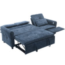 2-in-1 Sofa 82' Three-seater Sofa with Sofa Bed and Reversible Recliner, Blue Chenille