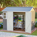 8'x6' Large Steel Storage Shed with Window, Lockable Doors & Sloped Roof, Heavy Duty Outdoor Tool Shed for Garden, Patio, Backyard, Lawn - Dark Gray by Montret
