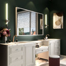 Rectangular Wall-Mounted Beveled Bathroom Mirror, Square Angle Metal Frame Wall Mounted Bathroom Mirrors For Wall (Horizontal & Vertical) - Glossy White by Unique Piece Furniture