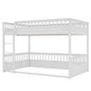 Queen over Queen Bunk Bed with Ladder and Guardrails, White
