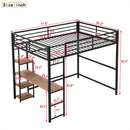 Loft Bed With Built In Desk And Storage Shelves, Full Size - Black by HouseOfZazla