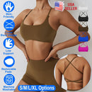 Cross Back Padded Sports Bra with Removable Pads by LJGDeals