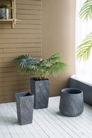 9.4x9.4x18.1' Cement Planter Large, Indoor Outdoor Garden Functional Decor by HouseOfZazla