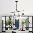 Dining Room Light Fixture / Chandelier Table, 40 -" Hanging For Farmhouse Linear Chandeliers, 5 Light Kitchen Island Lighting Ceiling Chandelier, With Metal Lampshade - Gold / Matte Black by HouseOfZazla