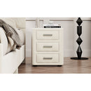 3 Pieces Bedroom Sets Queen Size Velvet Upholstered Platform Bed Vertical Channel Tufted Headboard and Two Three-drawer Nightstands,Beige