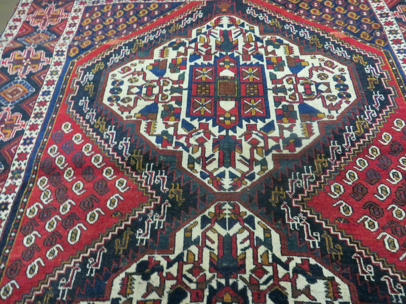 4' X 5.5' Vintage Handmade Turkish Tribal Wool Rug Medallion Nice