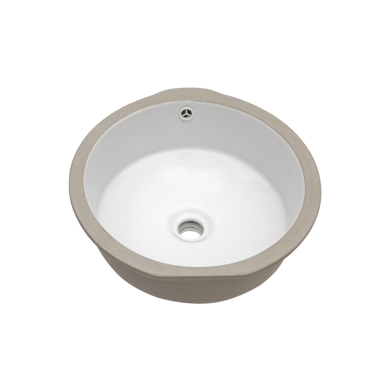 Ceramic Round Undermount Bathroom Sink With Overflow, European Style - White, photo 9 of 11