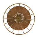 Hollow Edge Retro Art Pine Side Table with Antique Gold and Natural Color