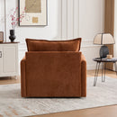 UNITED WE WIN Swivel Barrel Chair - Mid Century Modern Chair, Thick Padded Arm Chair with Solid Metal Base, Comfortable Single Sofa Chair, Swivel Accent Chair for Living Room Bedroom