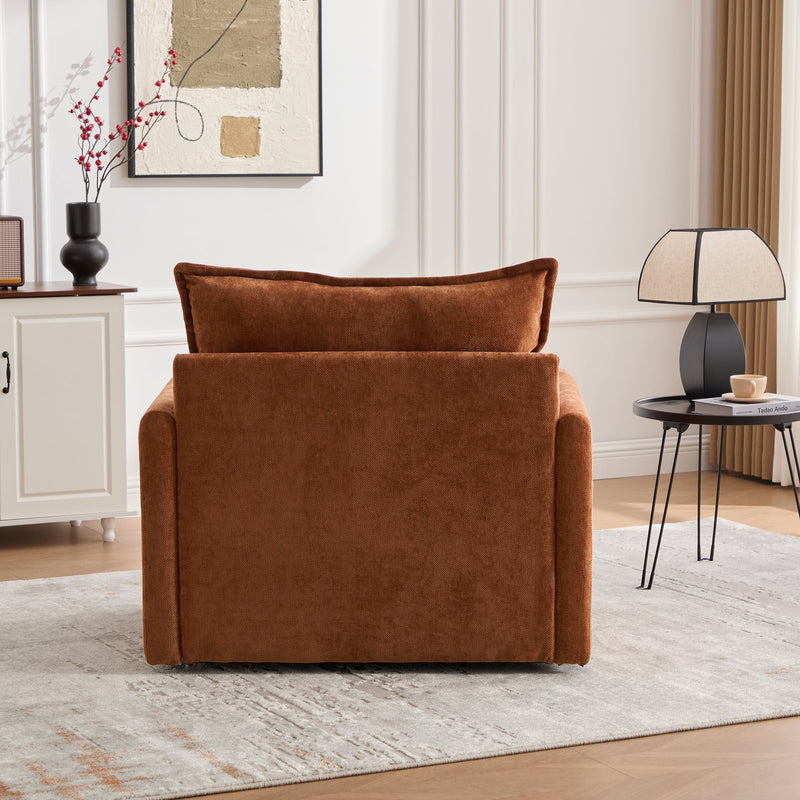 UNITED WE WIN Swivel Barrel Chair - Mid Century Modern Chair, Thick Padded Arm Chair with Solid Metal Base, Comfortable Single Sofa Chair, Swivel Accent Chair for Living Room Bedroom