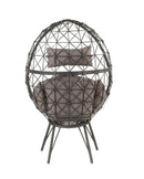 Aeven Patio Lounge Chair, Light Gray Fabric & Black Wicker