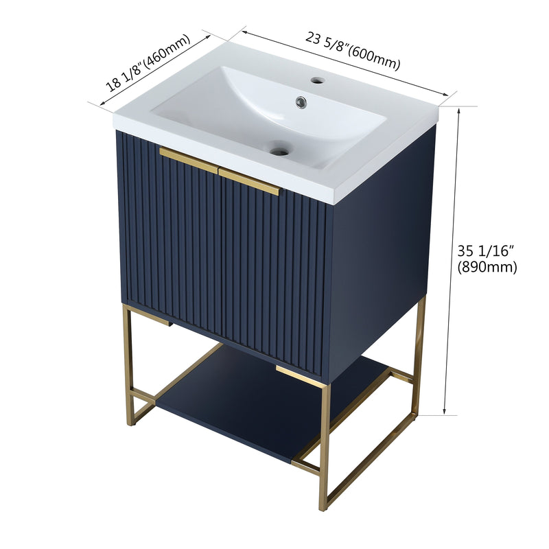 24 Inch Freestanding Bathroom Vanity With Resin Basin, 24x18