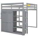 Loft Bed With Built In Wardrobe, Storage Shelves, And LED Light by HouseOfZazla