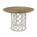 Round Wooden Dining Table With Ornate Cut Out Base - Brown / Antique White by Unique Piece Furniture