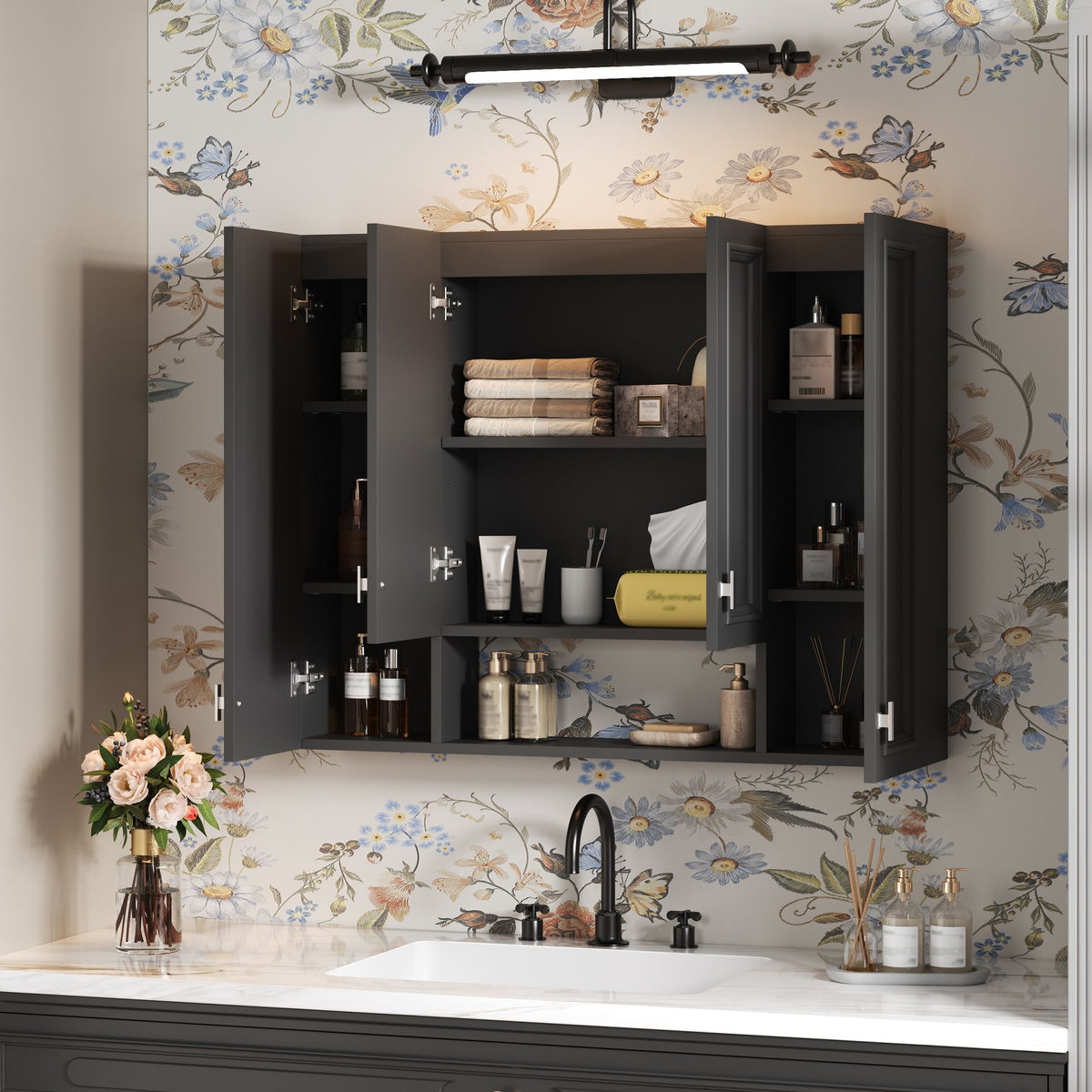 Wall Mounted Bathroom Cabinet With 5 Adjustable Shelves, photo 30 of 40
