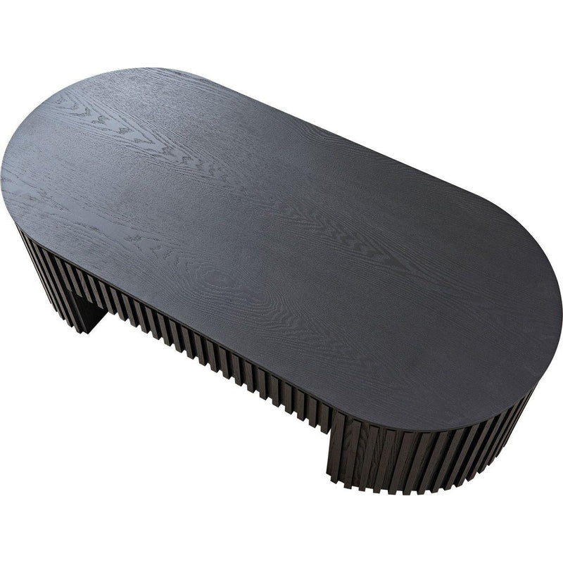 51.18'' Oval Wood Coffee Table With Drawer  Mid Century Modern Coffee Table Unique Coffee Table for Living Room Furniture, Tea Table BLACK