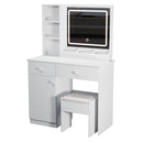 Fashion Vanity Desk With Mirror And Adjustable Lights, Makeup Table Set With 2 Drawers - White by HouseOfZazla