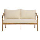 2-Piece Outdoor Loveseat & Coffee Table Set Acacia Wood Frame with PE Wicker Back & Water-Resistant Cushions by HouseOfZazla