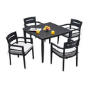 Outdoor Modern Dining Set, Chairs Sunbrella Cushioned And Dining Table With Umbrella Hole by Unique Piece Furniture