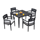 Outdoor Modern Dining Set, Chairs Sunbrella Cushioned And Dining Table With Umbrella Hole by HouseOfZazla
