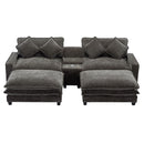 Modern Sectional Sofa With Removable Ottomans, USB Ports by HouseOfZazla