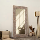 Handcarved Rectangle Mirror Accent With 3mm Glass - Antique White by Unique Piece Furniture