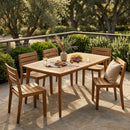 Outdoor 7 Pieces Rustic Patio Acacia Expandable Dining Set