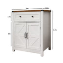 White & Wood-Grain Top Farmhouse Barn-Door Storage Cabinet