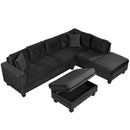 Modern Sectional Sofa With Storage Ottoman, L - Shape Couch With 2 Pillows And Cup Holders by HouseOfZazla
