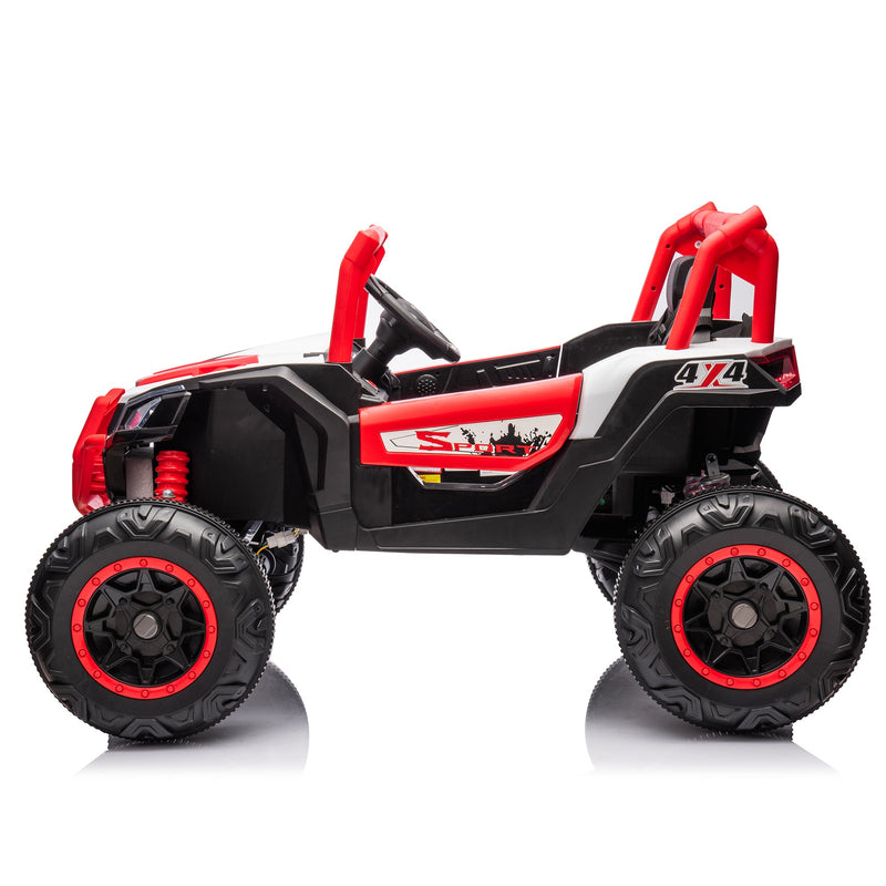24V Ride On XXL UTV car for kid,2seater with two safety belts, Side by Side 4x4 Ride on Off-Road Truck with Parent Remote Control, Battery Powered Electric Car w/High Low Speed, two safety belts.