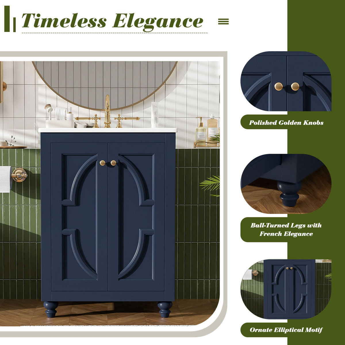 Bathroom Vanity With Ornate Elliptical Motif, Soft Close Hinges, photo 23 of 30