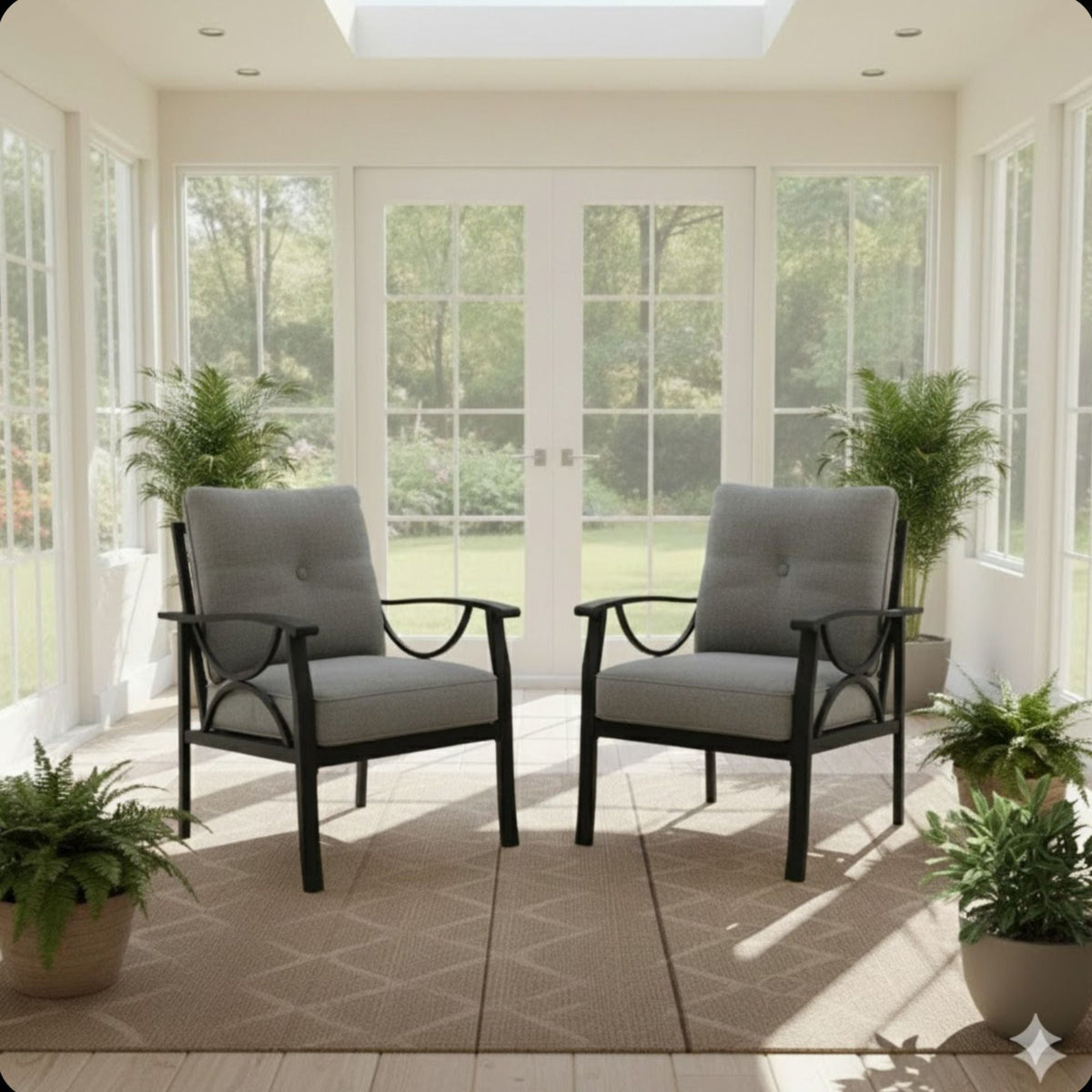 All-Weather Armchairs With Cushions, Modern Sculptural Design (Set of 2), photo 19 of 22