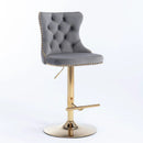 A&A Furniture,Golden Swivel Velvet Barstools Adjusatble Seat Height from 25-33 Inch, Modern Upholstered Bar Stools with Backs Comfortable Tufted for Home Pub and Kitchen Island（Gray,Set of 2） by Montret