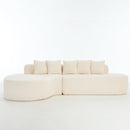 110.2'' Curved Sectional Sofa with 5 Pillows - Ivory
