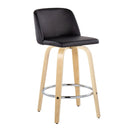 Toriano - Contemporary Fixed-Height Counter Stool With Swivel And Round Footrest (Set of 2) by HouseOfZazla
