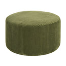 Upholstered Round Ottoman,Olive Green,Corduroy