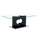 A rectangular modern and fashionable coffee table with tempered glass tabletop and black MDF legs. Suitable for living room.47.2"x25.5"x18"