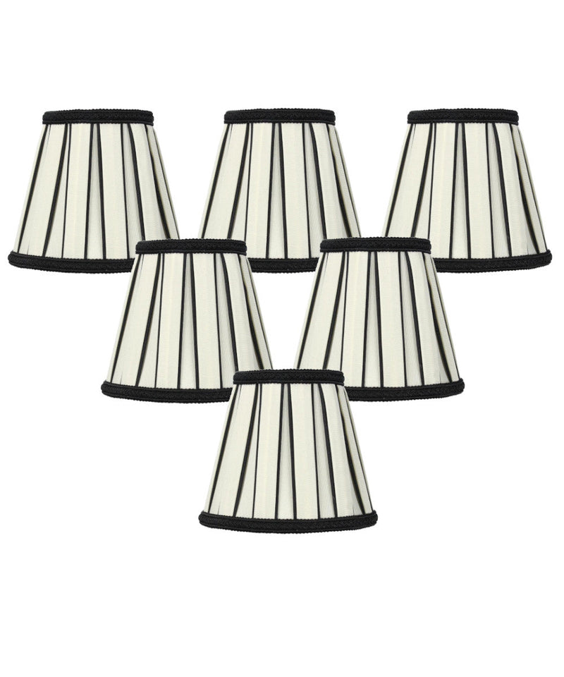 5"W x 5"H Set of 6 Eggshell with Black Chandelier Clip-On Lampshade