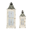 Wooden Candle Lantern Decorative, Hurricane Lantern Holder Decor For Indoor Outdoor, Home Garden - Ivory by HouseOfZazla