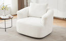 360° Swivel Barrel Sofa Chair with Throw Pillow, Chenille Upholstered Accent Chair, Beige, 38.2'