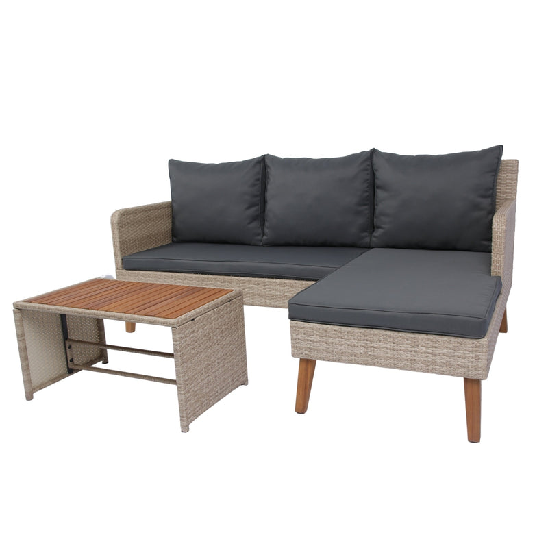 Walker Edison | Wicker Weather Proof 3 Piece Patio Sectional Chat Set