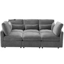 Modern Modular U-Shaped Sofa Bed With Movable Ottoman, USB Ports, Phone Holder by HouseOfZazla