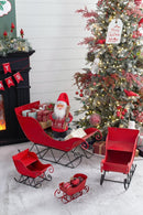 Iron Sleigh Large, Distressed Christmas Santa Sleigh Holiday Decoration