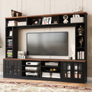 Wall Unit Entertainment Center With Bookshelves For TVs Up To 80", Tempered Glass Doors And Adjustable Shelves by HouseOfZazla