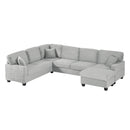 Upholstered U-Shaped Sectional Sofa With Movable Ottoman And Side Storage Pockets by HouseOfZazla