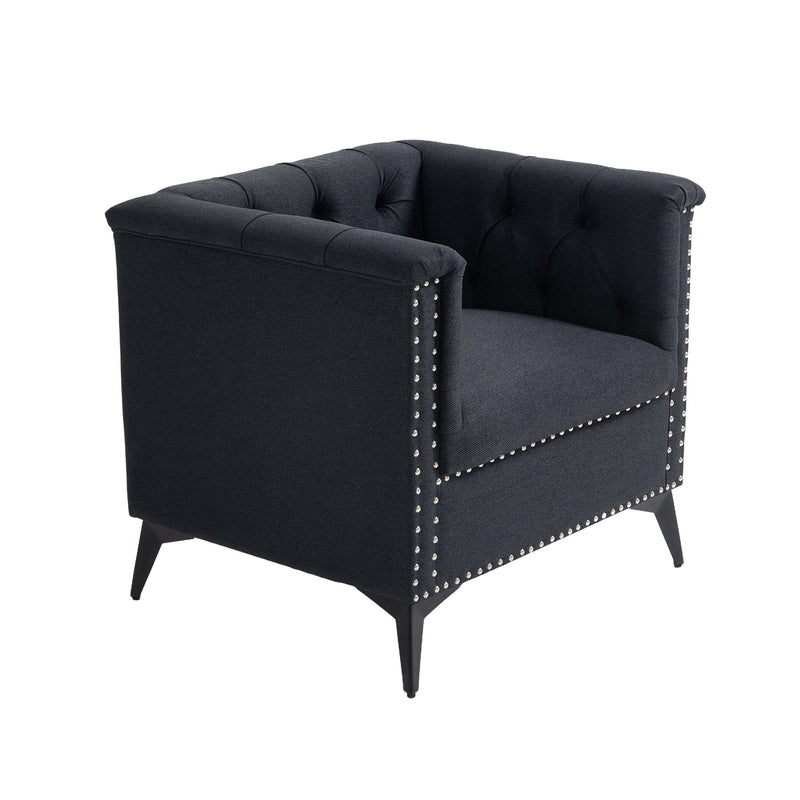 Accent Chair Living Room Chairs Single Sofa Chair,Arm Chairs with Linen Fabric, Mid Century Accent Arm Chairs Comfy Reading Lounge Club Armchair for Bedroom Office Study