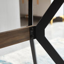 Modern Minimalist Style Dining Table MDF Wooden Top Metal Shelf Metal Heat Transfer Legs Leveling Feet For Dining Room Kitchen Office Table - Walnut / Black by HouseOfZazla