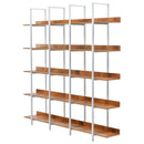 5 Tier Bookcase Home Office Open Bookshelf, Vintage Industrial Style Shelf, MDF Board, White Metal Frame, Brown